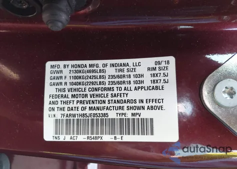 2018 Honda Cr-V Ex-L/Ex-L Navi z USA, uszkodzony, nr VIN 7FARW1H85JE053385